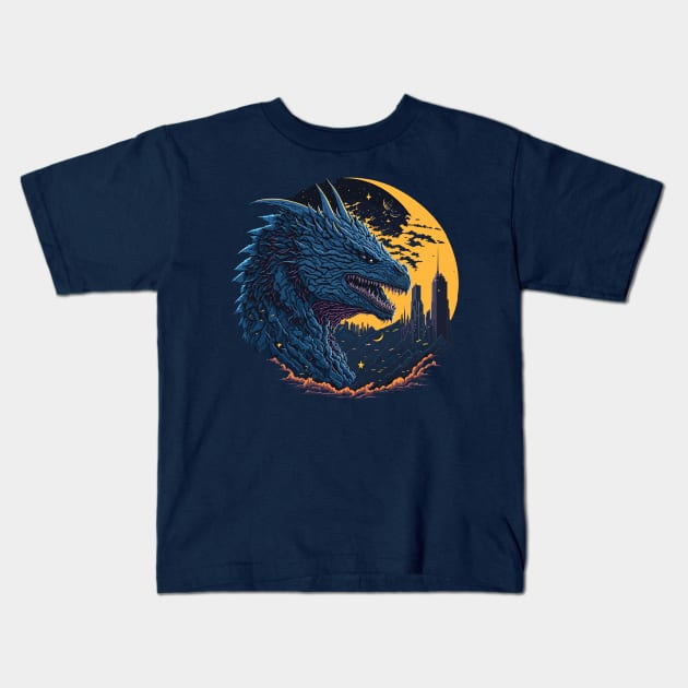 Godzilla King of the Monsters at Night Time Kids T-Shirt by ElMass